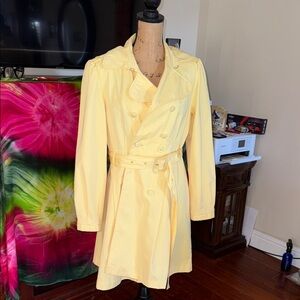 Worthington Light Yellow Double-Breasted Trench Coat